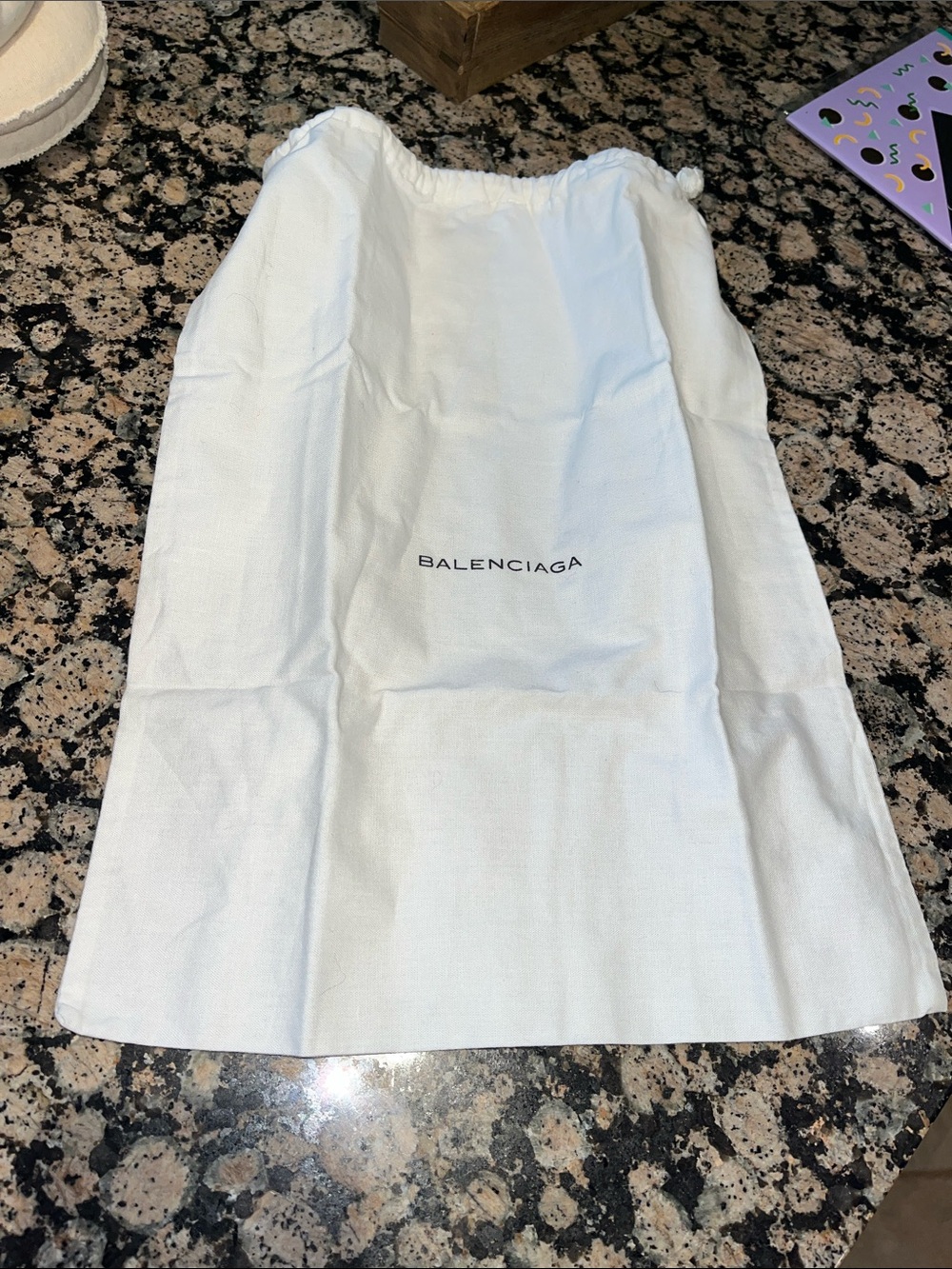 Balenciaga White Cotton Logo Drawstring Dustbag